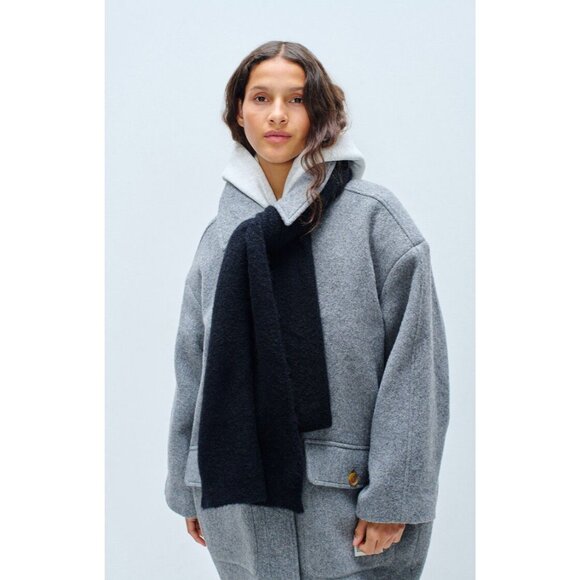 American Vintage East Scarf in Noir One Size New Unisex Wrap - Picture 7 of 9